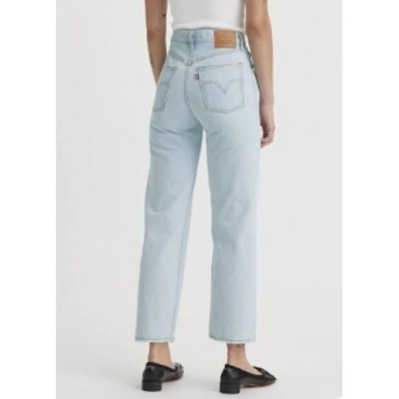 Levi's Denim - Levis Premium Ribcage Straight Ankle Jeans Light Wash Blue 23 High Rise Denim